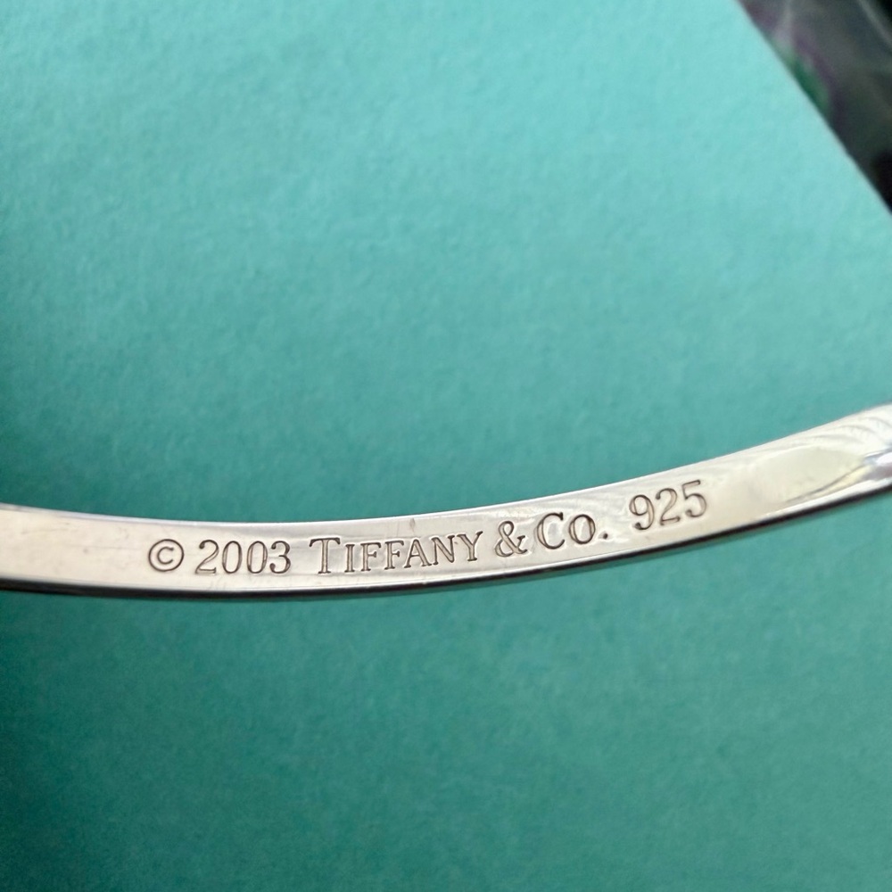 Tiffany & Co. 2003 Open Rectangle Bangle Bracelet 925 Sterling Silver - Picture 4 of 13